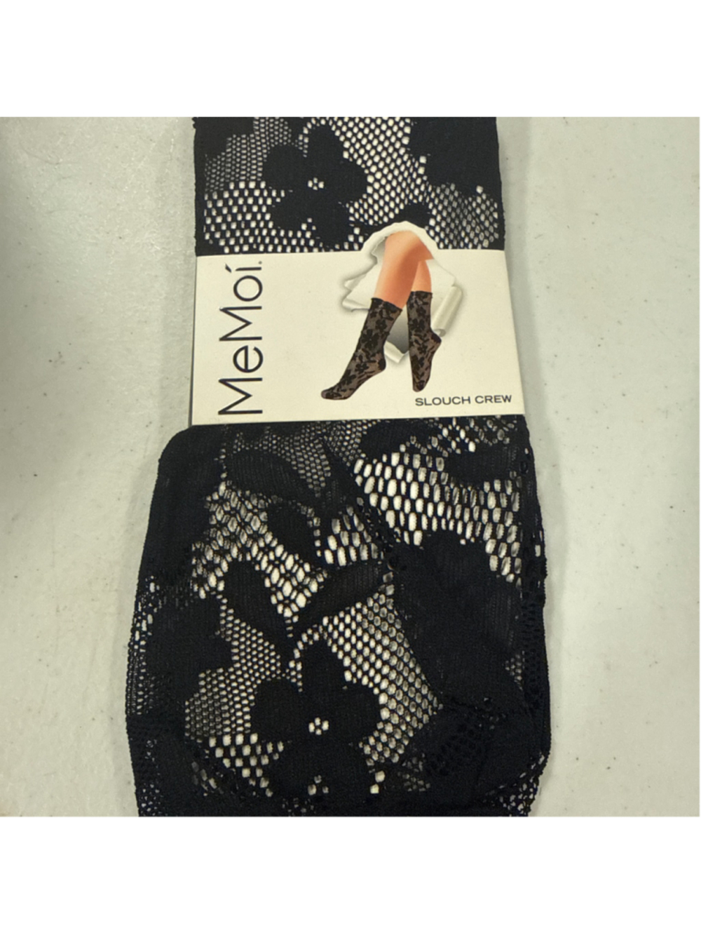 Women's MeMoi Floral Lace Slouch Crew Socks One Size Black